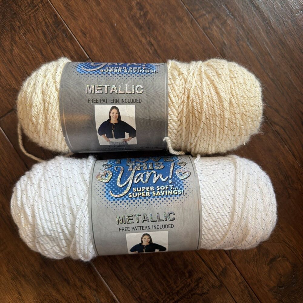 I Love This Yarn Metallic White And Ivory Lot 2 252yd